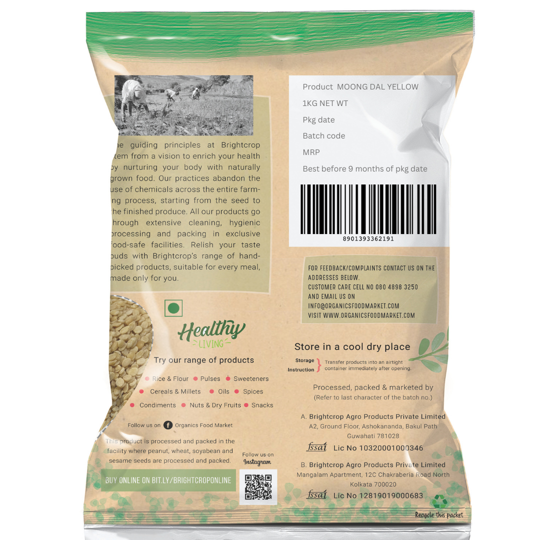 Moong Dal Dhuli | Yellow (Split) (1kg Pack)